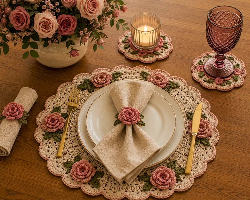 Mesa decorada con sousplat floral