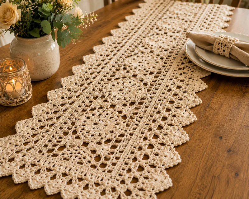 Pieza premium de crochet para mesa
