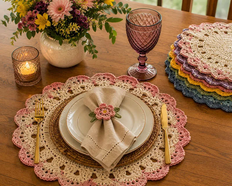 Sousplat de crochet con acabado delicado